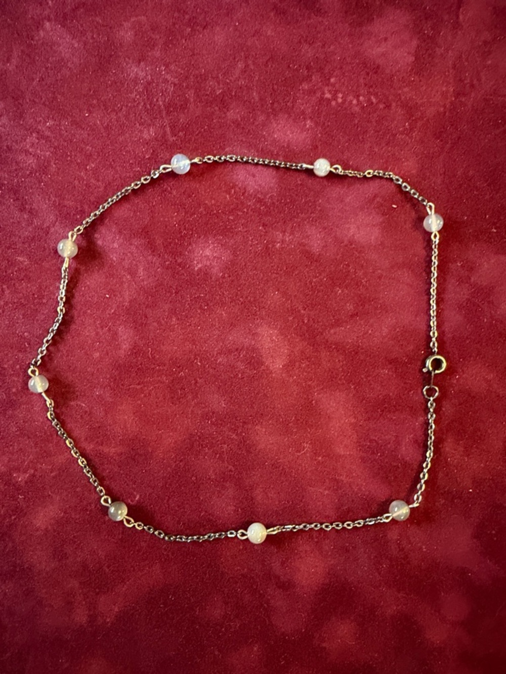 Black Chain Choker Necklace with Iridescent Bead Accents
